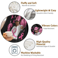 African American Fighter Breast Cancer Awareness Throw Blanket Pink Ribbon - Wonder Print Shop
