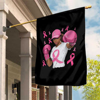 African American Fighter Breast Cancer Awareness Garden Flag Pink Ribbon - Wonder Print Shop