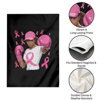 African American Fighter Breast Cancer Awareness Garden Flag Pink Ribbon - Wonder Print Shop