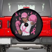 African American Fighter Breast Cancer Awareness Spare Tire Cover Pink Ribbon - Wonder Print Shop