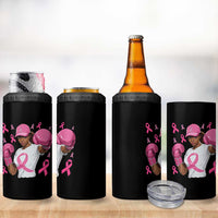 African American Fighter Breast Cancer Awareness 4 in 1 Can Cooler Tumbler Pink Ribbon - Wonder Print Shop