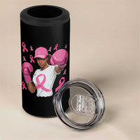 African American Fighter Breast Cancer Awareness 4 in 1 Can Cooler Tumbler Pink Ribbon - Wonder Print Shop