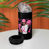 African American Fighter Breast Cancer Awareness 4 in 1 Can Cooler Tumbler Pink Ribbon - Wonder Print Shop