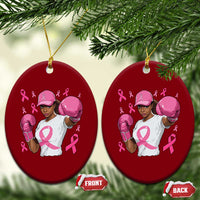 African American Fighter Breast Cancer Awareness Ceramic Ornament Pink Ribbon - Wonder Print Shop