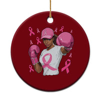 African American Fighter Breast Cancer Awareness Ceramic Ornament Pink Ribbon - Wonder Print Shop