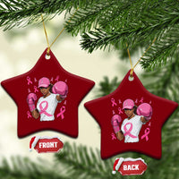 African American Fighter Breast Cancer Awareness Ceramic Ornament Pink Ribbon - Wonder Print Shop