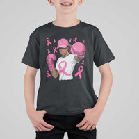 African American Fighter Breast Cancer Awareness T Shirt For Kid Pink Ribbon - Wonder Print Shop