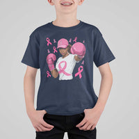 African American Fighter Breast Cancer Awareness T Shirt For Kid Pink Ribbon - Wonder Print Shop