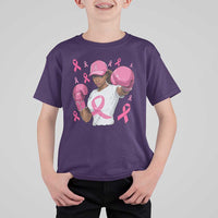 African American Fighter Breast Cancer Awareness T Shirt For Kid Pink Ribbon - Wonder Print Shop