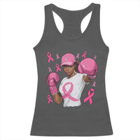 African American Fighter Breast Cancer Awareness Racerback Tank Top Pink Ribbon - Wonder Print Shop