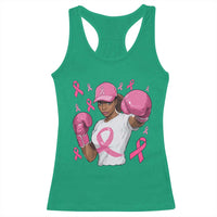 African American Fighter Breast Cancer Awareness Racerback Tank Top Pink Ribbon - Wonder Print Shop