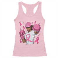 African American Fighter Breast Cancer Awareness Racerback Tank Top Pink Ribbon - Wonder Print Shop