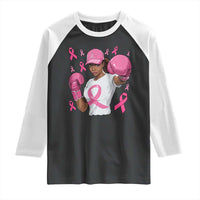 African American Fighter Breast Cancer Awareness Raglan Shirt Pink Ribbon - Wonder Print Shop