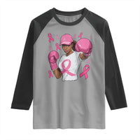 African American Fighter Breast Cancer Awareness Raglan Shirt Pink Ribbon - Wonder Print Shop