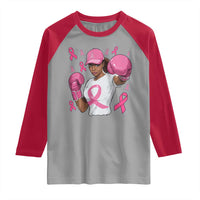 African American Fighter Breast Cancer Awareness Raglan Shirt Pink Ribbon - Wonder Print Shop