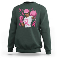 African American Fighter Breast Cancer Awareness Sweatshirt Pink Ribbon - Wonder Print Shop