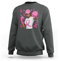 African American Fighter Breast Cancer Awareness Sweatshirt Pink Ribbon - Wonder Print Shop