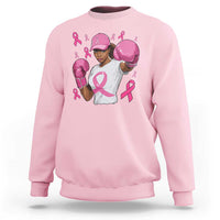 African American Fighter Breast Cancer Awareness Sweatshirt Pink Ribbon - Wonder Print Shop