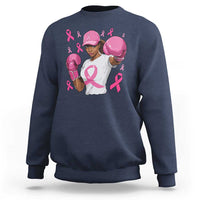 African American Fighter Breast Cancer Awareness Sweatshirt Pink Ribbon - Wonder Print Shop