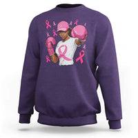 African American Fighter Breast Cancer Awareness Sweatshirt Pink Ribbon - Wonder Print Shop