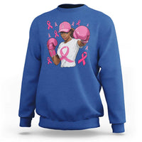 African American Fighter Breast Cancer Awareness Sweatshirt Pink Ribbon - Wonder Print Shop