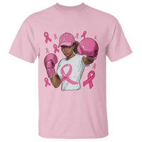 African American Fighter Breast Cancer Awareness T Shirt Pink Ribbon - Wonder Print Shop