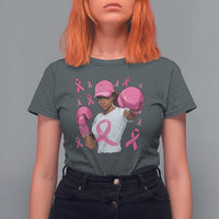 African American Fighter Breast Cancer Awareness T Shirt For Women Pink Ribbon - Wonder Print Shop