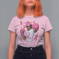 African American Fighter Breast Cancer Awareness T Shirt For Women Pink Ribbon - Wonder Print Shop