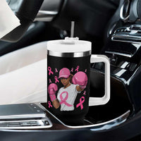 African American Fighter Breast Cancer Awareness Tumbler With Handle Pink Ribbon - Wonder Print Shop