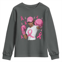 African American Fighter Breast Cancer Awareness Youth Sweatshirt Pink Ribbon - Wonder Print Shop