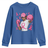 African American Fighter Breast Cancer Awareness Youth Sweatshirt Pink Ribbon - Wonder Print Shop