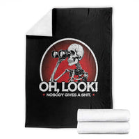 Oh Look Nobody Gives A Shit Throw Blanket Funny Sarcastic Humor Skeleton - Wonder Print Shop
