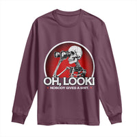 Oh Look Nobody Gives A Shit Long Sleeve Shirt Funny Sarcastic Humor Skeleton - Wonder Print Shop