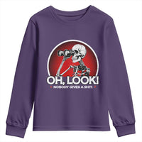 Oh Look Nobody Gives A Shit Youth Sweatshirt Funny Sarcastic Humor Skeleton - Wonder Print Shop