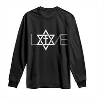 Love Jewish Messianic Christian Cross Star Of David Long Sleeve Shirt - Wonder Print Shop