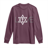 Love Jewish Messianic Christian Cross Star Of David Long Sleeve Shirt - Wonder Print Shop
