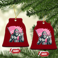 Funny Bigfoot Breast Cancer Awareness Ceramic Ornament Sasquatch Pink Ribbon - Wonder Print Shop