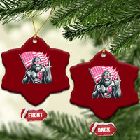 Funny Bigfoot Breast Cancer Awareness Ceramic Ornament Sasquatch Pink Ribbon - Wonder Print Shop