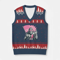 Funny Bigfoot Breast Cancer Awareness V-Neck Knit Sweater Vest Sasquatch Pink Ribbon - Wonder Print Shop