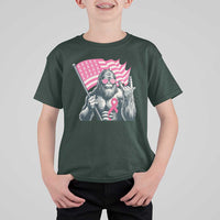Funny Bigfoot Breast Cancer Awareness T Shirt For Kid Sasquatch Pink Ribbon - Wonder Print Shop
