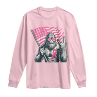 Funny Bigfoot Breast Cancer Awareness Long Sleeve Shirt Sasquatch Pink Ribbon - Wonder Print Shop