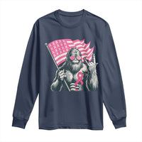 Funny Bigfoot Breast Cancer Awareness Long Sleeve Shirt Sasquatch Pink Ribbon - Wonder Print Shop