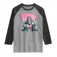 Funny Bigfoot Breast Cancer Awareness Raglan Shirt Sasquatch Pink Ribbon - Wonder Print Shop