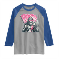 Funny Bigfoot Breast Cancer Awareness Raglan Shirt Sasquatch Pink Ribbon - Wonder Print Shop