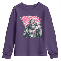Funny Bigfoot Breast Cancer Awareness Youth Sweatshirt Sasquatch Pink Ribbon - Wonder Print Shop