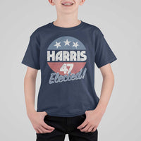 Harris For President T Shirt For Kid Harris Elected 47 American Flag - Wonder Print Shop
