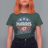 Harris For President T Shirt For Women Harris Elected 47 American Flag - Wonder Print Shop
