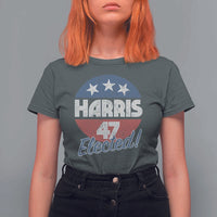 Harris For President T Shirt For Women Harris Elected 47 American Flag - Wonder Print Shop