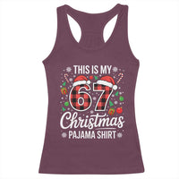 This Is My 67 Christmas Pajama Racerback Tank Top Six Seven Meme Xmas - Wonder Print Shop