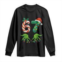 Funny Six Seven Christmas 67 Meme Gen Alpha Slang Elf Hands Long Sleeve Shirt - Wonder Print Shop